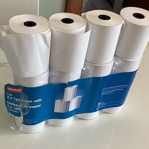 Staples 1-Ply Paper Receipt Rolls POS Paper 12 ROLLS TOTAL - NEW/ Open Pkg